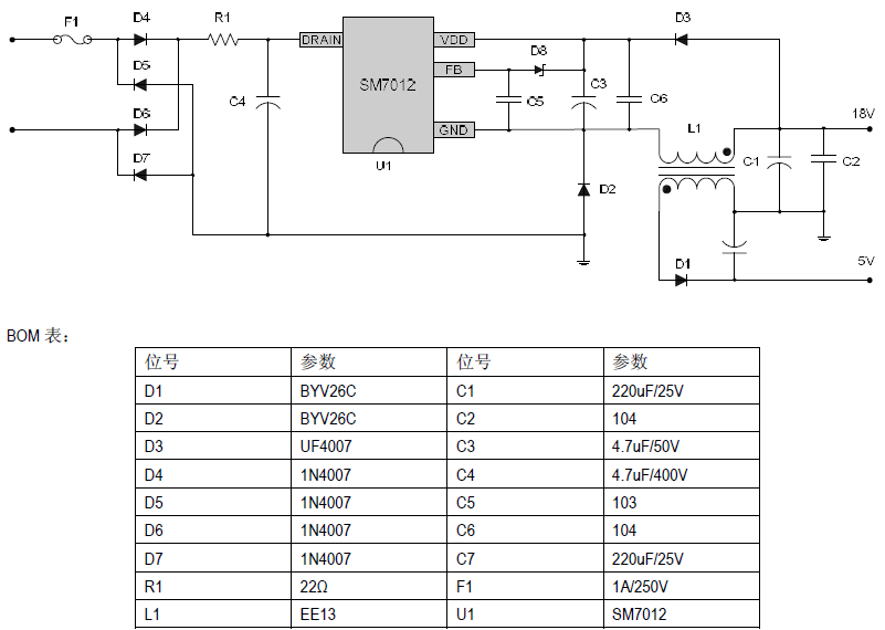 SM7012 AC/DC PWM電源管理芯片