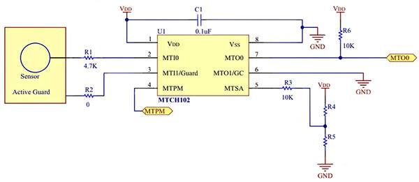 Microchip 的 MTCH102 示意圖