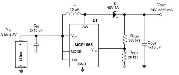 Microchip 的 MCP1665 的示意圖