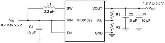 Texas Instruments 的 TPS61099x 系列的示意圖